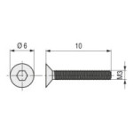 TORNILLO ROSCA METAL ALLEN DIN 7991 NEGRO METRICA M-3 LARGO 10MM