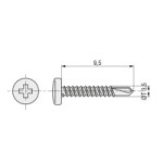 TORNILLO BROCA ROSCA CHAPA CABEZA REDON LARG.R/CHAPA 9.5MM Ø ROSCA CHAPA 3.5MM