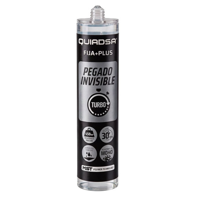 ADHESIVO TURBO QUIADSA TRANAPARENT 290ml FIJA+PLUS 3seg. 400Kg/m2