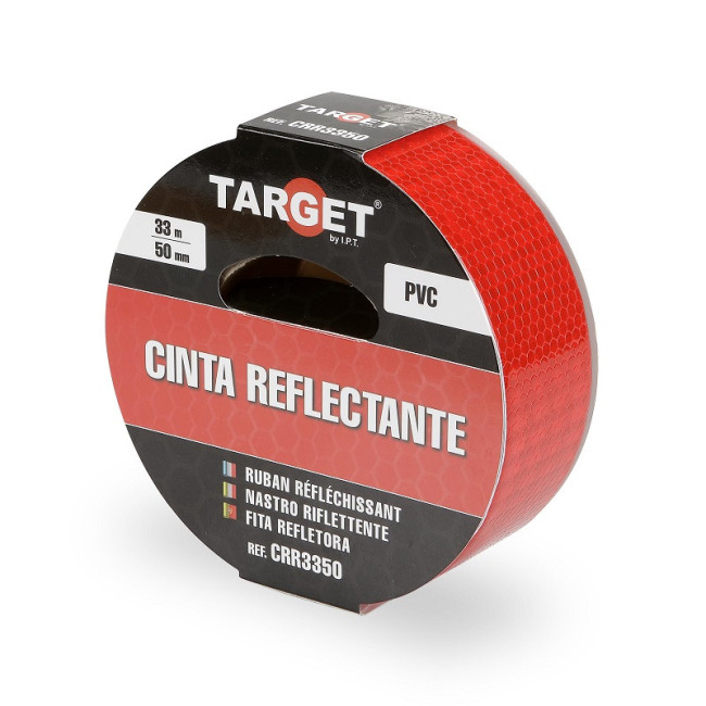 CINTA ADHESIVA REFLECTANTE. PVC. ROJA. EN ROLLO. BALIZAMIENTO. ANCHO 50MM - TARGET