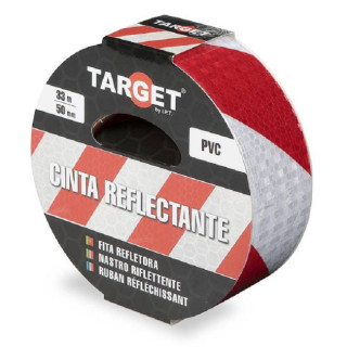 CINTA ADHESIVA REFLECTANTE. PVC FLEXIBLE. BLANCA/ROJA. ANCHO 50MM. LONGITUD 33M - TARGET