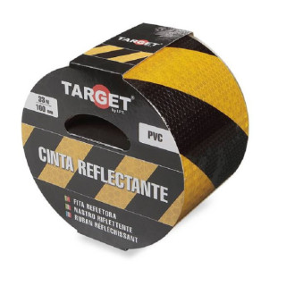 CINTA ADHESIVA REFLECTANTE. PVC FLEXIBLE. AMARILLO / NEGRO. ROLLO. LONGITUD 33M - TARGET