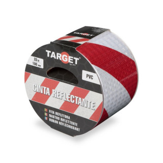 CINTA ADHESIVA REFLECTANTE. PVC. BLANCA Y ROJA. 100 MM X 33 M. LONGITUD 33M - TARGET