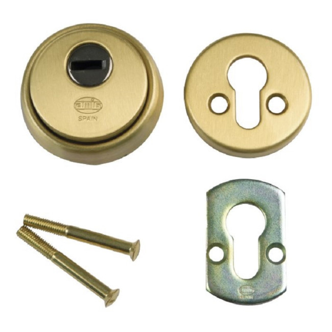 ESCUDO CERRADO E700 65x14mm LATON MATE
